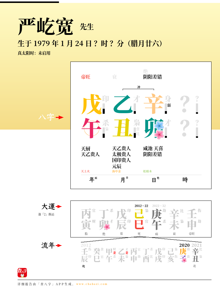 严屹宽的出生日期生辰八字分析