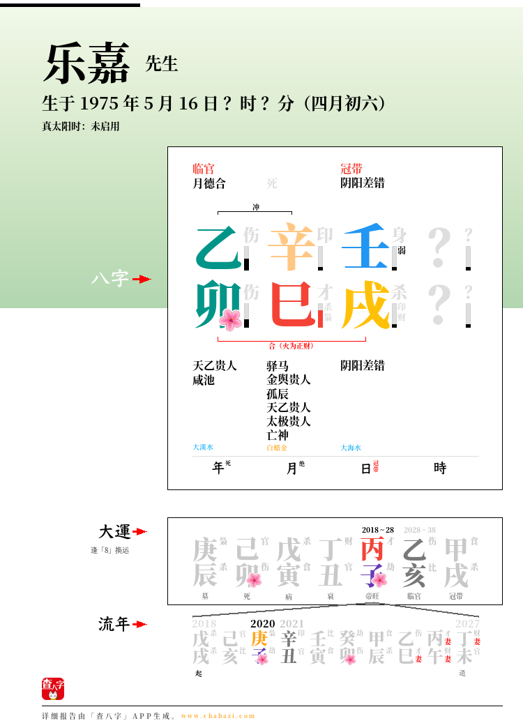 乐嘉的出生日期生辰八字分析