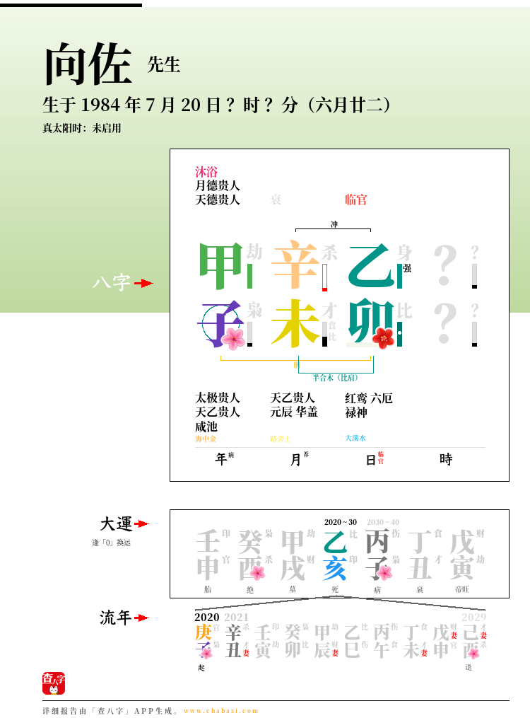 向佐的出生日期生辰八字分析