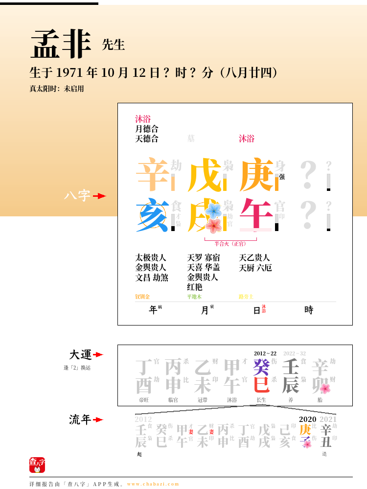 孟非的出生日期生辰八字分析