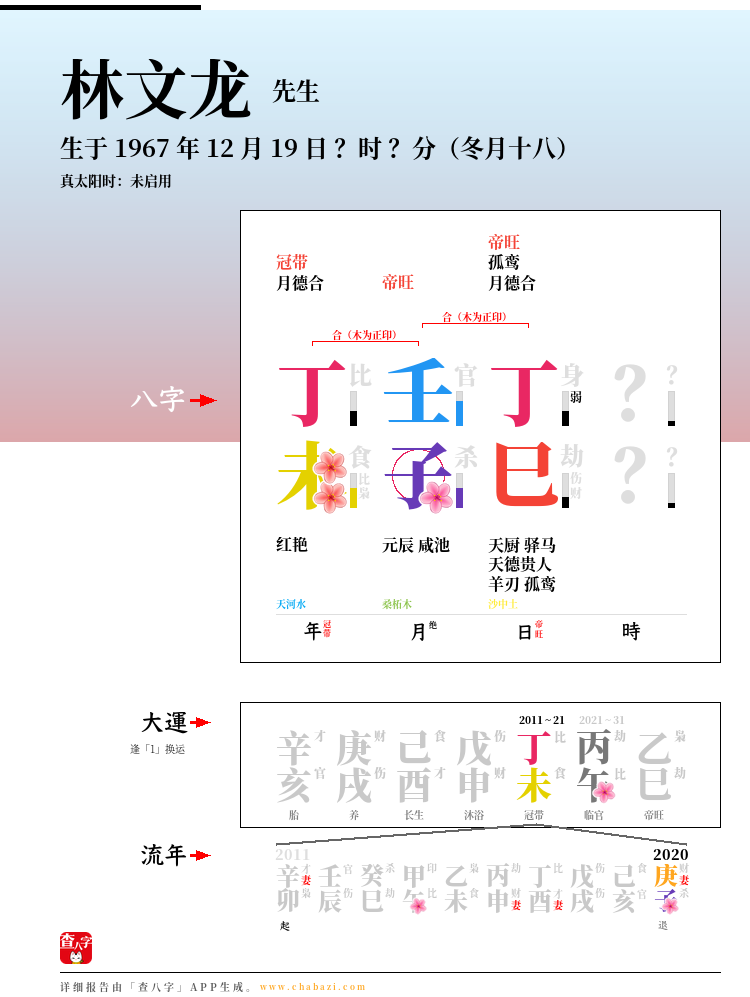 林文龙的出生日期生辰八字分析