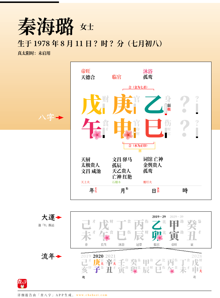 秦海璐的出生日期生辰八字分析