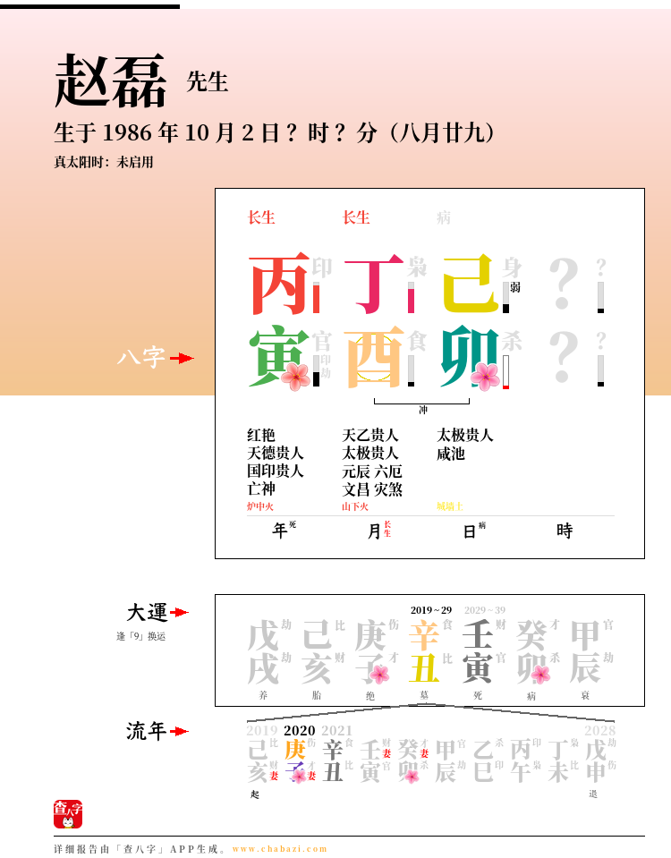 赵磊的出生日期生辰八字分析